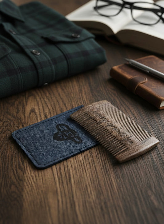 Peine de madera de sándalo para barba y bigote.